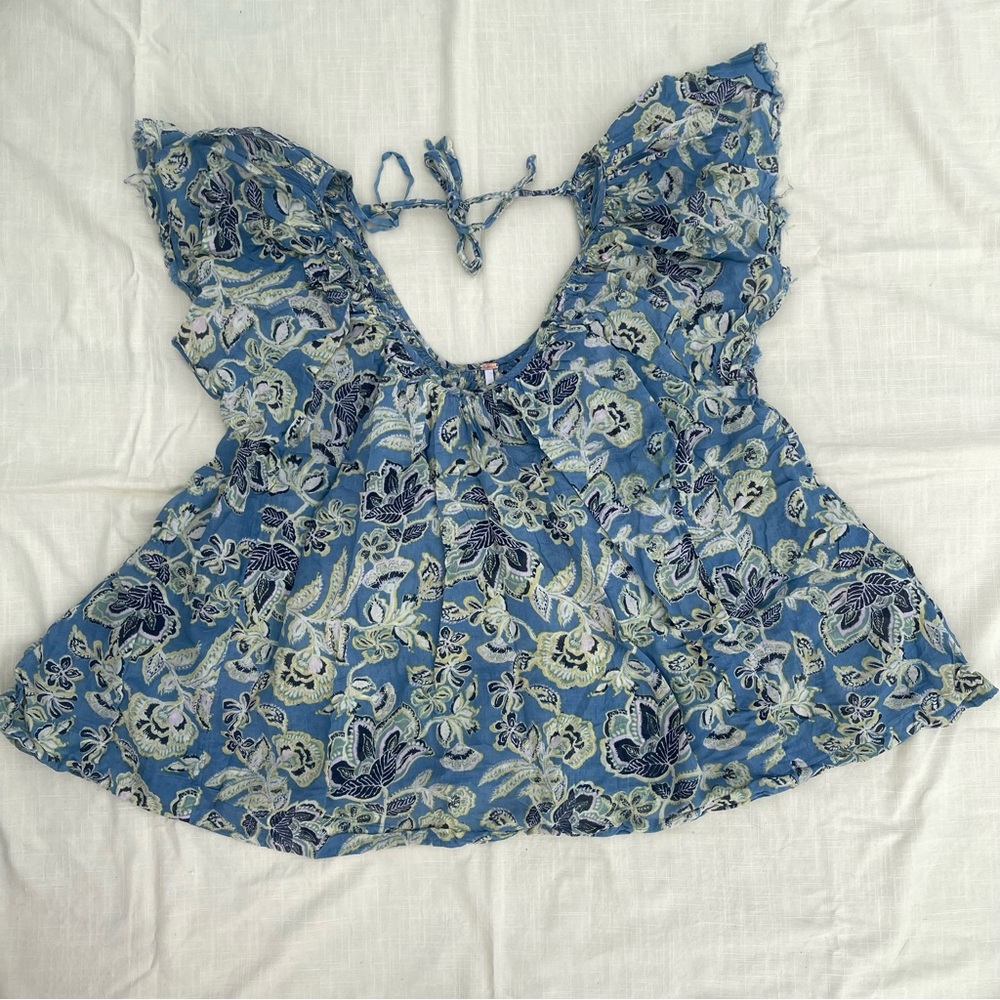 Free People Blue Floral Blouse - Kauai Tunic